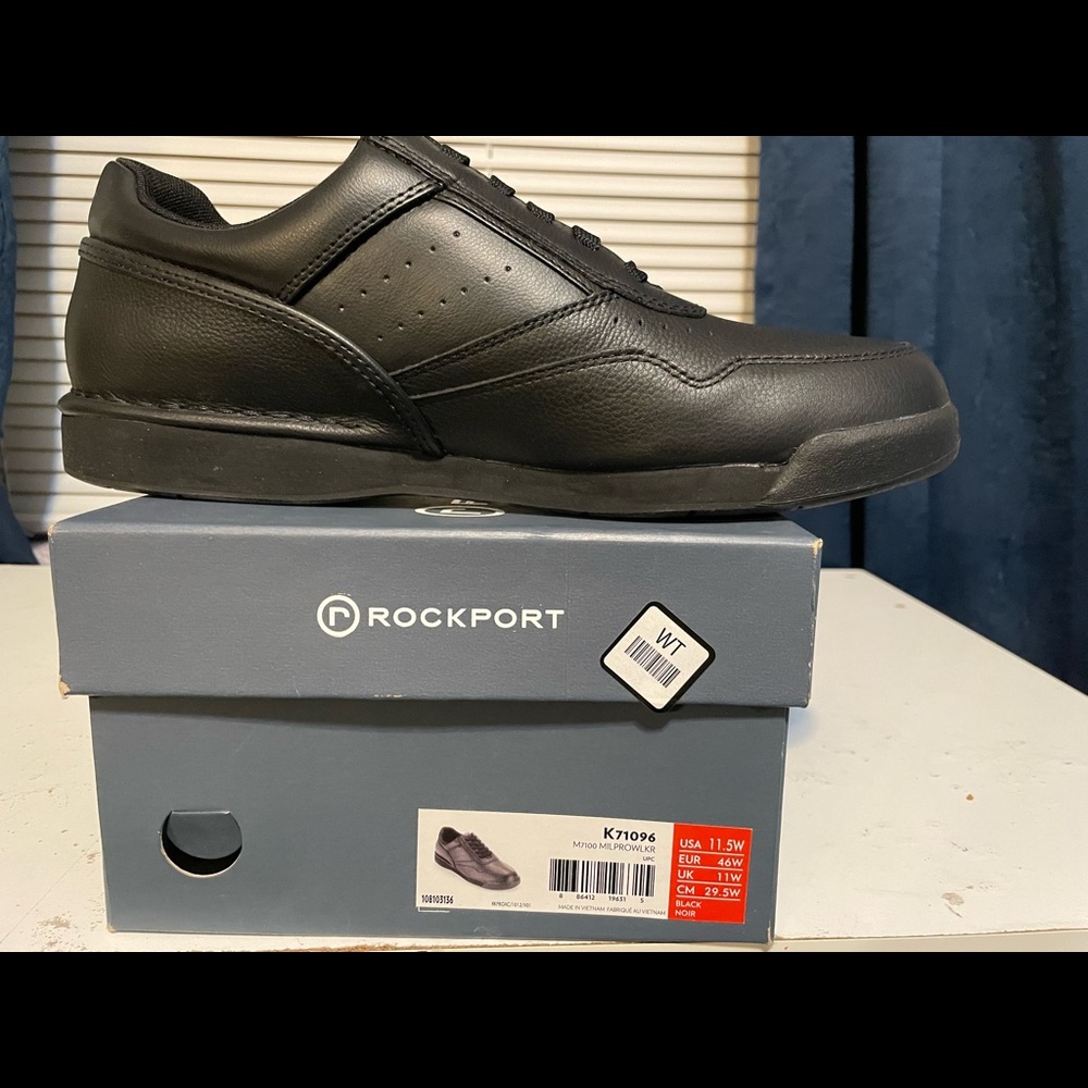 Rockport Prowalker Mens Leather shoe; Black, size 11.5 W. New in box